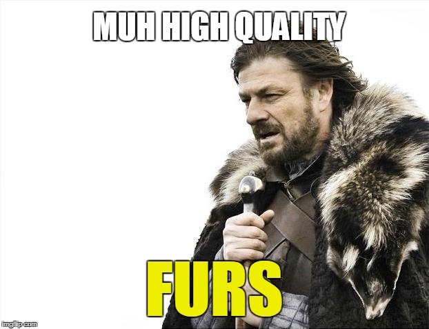Brace Yourselves X is Coming Meme | MUH HIGH QUALITY; FURS | image tagged in memes,brace yourselves x is coming | made w/ Imgflip meme maker