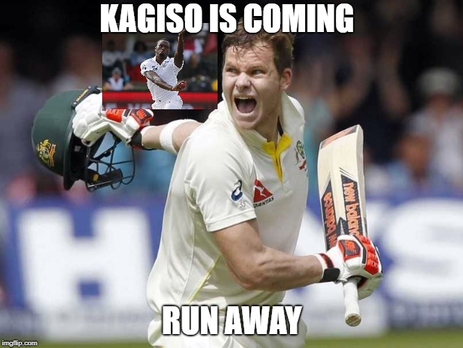 kagiso rabada | KAGISO IS COMING; RUN AWAY | image tagged in cricket | made w/ Imgflip meme maker