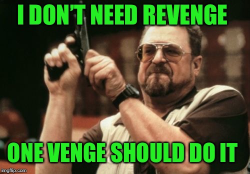 Sounds good to me:) | I DON’T NEED REVENGE; ONE VENGE SHOULD DO IT | image tagged in memes | made w/ Imgflip meme maker
