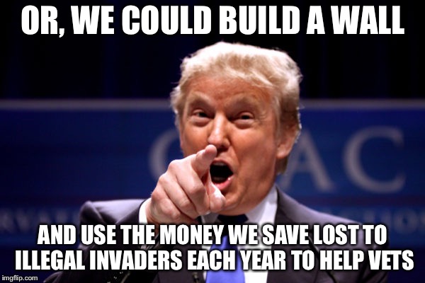 Your President BWHA-HA-HA! | OR, WE COULD BUILD A WALL AND USE THE MONEY WE SAVE LOST TO ILLEGAL INVADERS EACH YEAR TO HELP VETS | image tagged in your president bwha-ha-ha | made w/ Imgflip meme maker