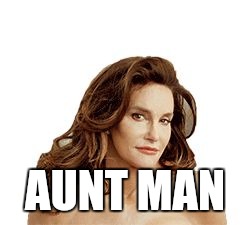 Bruce Jenner degenerate | AUNT MAN | image tagged in bruce jenner degenerate | made w/ Imgflip meme maker