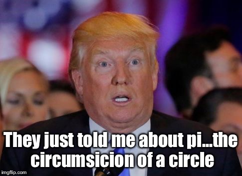 They just told me about pi...the circumsicion of a circle | image tagged in trump | made w/ Imgflip meme maker