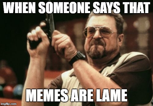 Am I The Only One Around Here | WHEN SOMEONE SAYS THAT; MEMES ARE LAME | image tagged in memes,am i the only one around here | made w/ Imgflip meme maker
