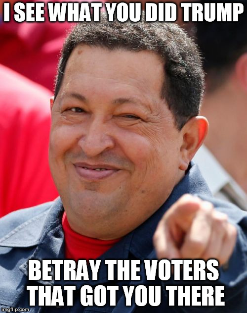 Chavez Meme | I SEE WHAT YOU DID TRUMP; BETRAY THE VOTERS THAT GOT YOU THERE | image tagged in memes,chavez | made w/ Imgflip meme maker