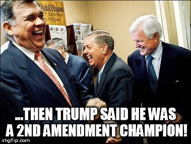 Men Laughing Meme | ...THEN TRUMP SAID HE WAS A 2ND AMENDMENT CHAMPION! | image tagged in memes,men laughing | made w/ Imgflip meme maker