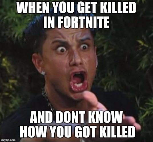 DJ Pauly D | WHEN YOU GET KILLED IN FORTNITE; AND DONT KNOW HOW YOU GOT KILLED | image tagged in memes,dj pauly d | made w/ Imgflip meme maker