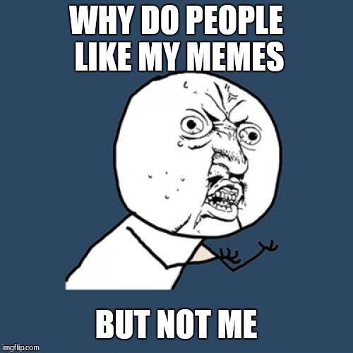 Y U No Meme | WHY DO PEOPLE LIKE MY MEMES; BUT NOT ME | image tagged in memes,y u no | made w/ Imgflip meme maker