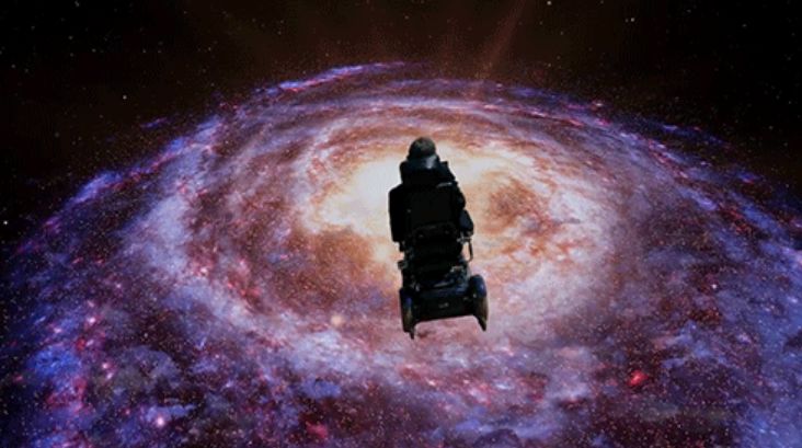 Stephen Hawking Rolling Into the Universe Blank Meme Template