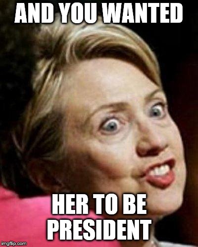 Hillary Clinton Fish | AND YOU WANTED; HER TO BE PRESIDENT | image tagged in hillary clinton fish | made w/ Imgflip meme maker