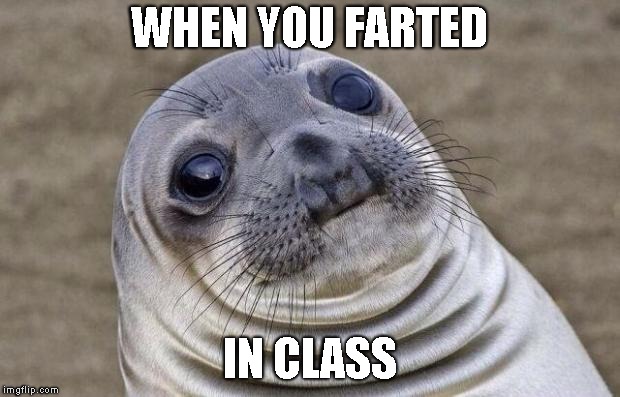 Awkward Moment Sealion Meme | WHEN YOU FARTED; IN CLASS | image tagged in memes,awkward moment sealion | made w/ Imgflip meme maker
