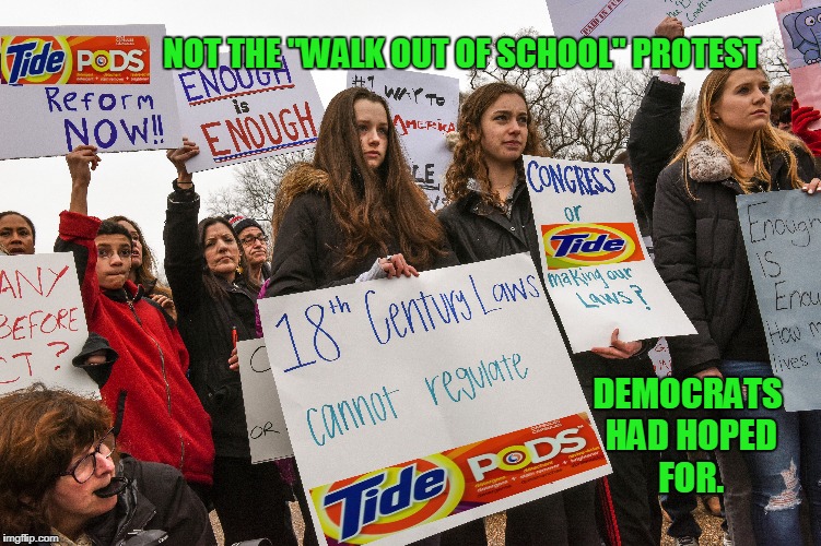 I Stand With These Kids! | NOT THE "WALK OUT OF SCHOOL" PROTEST; DEMOCRATS HAD HOPED FOR. | image tagged in funny,tidepod,protest | made w/ Imgflip meme maker