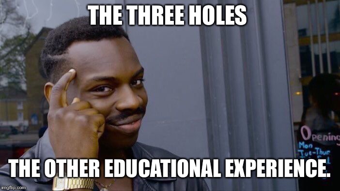 Roll Safe Think About It Meme | THE THREE HOLES THE OTHER EDUCATIONAL EXPERIENCE. | image tagged in memes,roll safe think about it | made w/ Imgflip meme maker