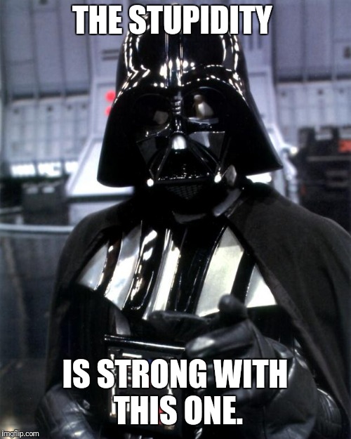 Darth Vader | THE STUPIDITY; IS STRONG WITH THIS ONE. | image tagged in darth vader | made w/ Imgflip meme maker