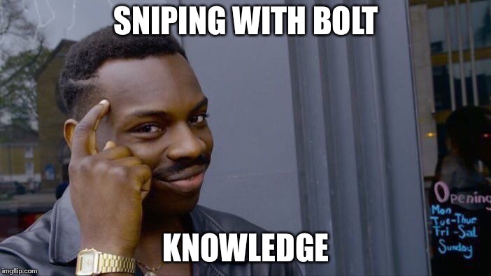 Roll Safe Think About It Meme | SNIPING WITH BOLT; KNOWLEDGE | image tagged in memes,roll safe think about it | made w/ Imgflip meme maker