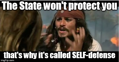 Why Is The Rum Gone Meme | The State won't protect you; that's why it's called SELF-defense | image tagged in memes,why is the rum gone | made w/ Imgflip meme maker