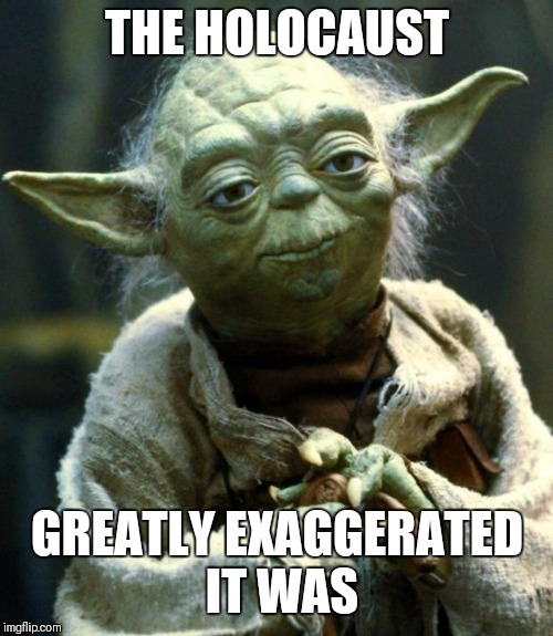 Star Wars Yoda Meme | THE HOLOCAUST GREATLY EXAGGERATED IT WAS | image tagged in memes,star wars yoda | made w/ Imgflip meme maker