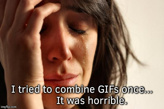First World Problems Meme | I tried to combine GIFs once...       It was horrible. | image tagged in memes,first world problems | made w/ Imgflip meme maker