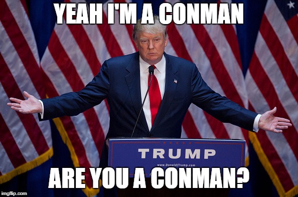Conman=Conservative Man | YEAH I'M A CONMAN; ARE YOU A CONMAN? | image tagged in donald trump | made w/ Imgflip meme maker