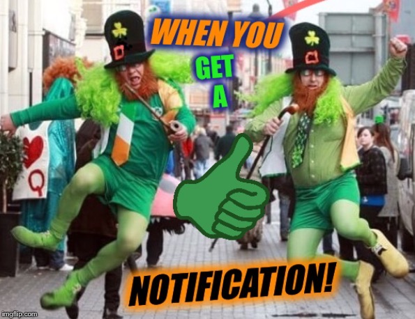 The Pluck of the Irish  | I | image tagged in st patrick's day,notifications,imgflip humor,funny meme,beer,festival | made w/ Imgflip meme maker