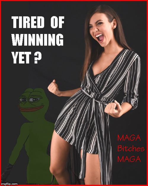 Tired of Winning Yet -MAGA | image tagged in maga,donald trump,hot babes,politics lol,political meme,pepe the frog | made w/ Imgflip meme maker