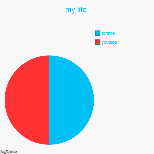 my life | youtube, fortnite | image tagged in funny,pie charts | made w/ Imgflip chart maker