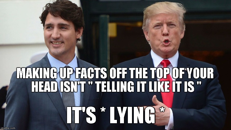 MAKING UP FACTS OFF THE TOP OF YOUR HEAD ISN'T " TELLING IT LIKE IT IS "; IT'S * LYING * | image tagged in trump | made w/ Imgflip meme maker
