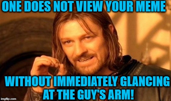 One Does Not Simply Meme | ONE DOES NOT VIEW YOUR MEME WITHOUT IMMEDIATELY GLANCING AT THE GUY'S ARM! | image tagged in memes,one does not simply | made w/ Imgflip meme maker