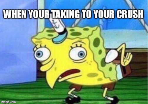 Mocking Spongebob Meme | WHEN YOUR TAKING TO YOUR CRUSH | image tagged in memes,mocking spongebob | made w/ Imgflip meme maker
