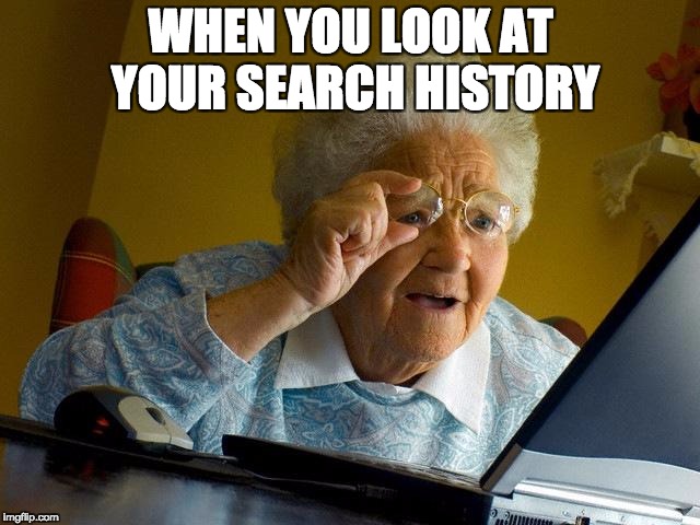Grandma Finds The Internet | WHEN YOU LOOK AT YOUR SEARCH HISTORY | image tagged in memes,grandma finds the internet | made w/ Imgflip meme maker