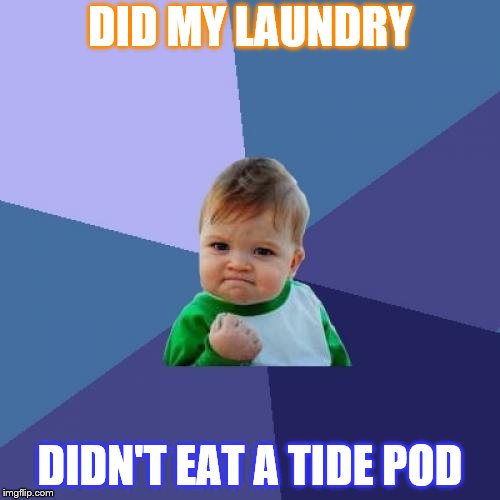 Success Kid Meme | DID MY LAUNDRY; DIDN'T EAT A TIDE POD | image tagged in memes,success kid | made w/ Imgflip meme maker