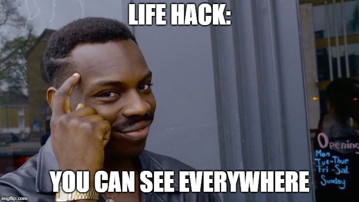 Roll Safe Think About It | LIFE HACK:; YOU CAN SEE EVERYWHERE | image tagged in memes,roll safe think about it | made w/ Imgflip meme maker