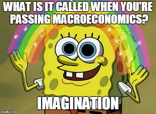 Imagination Spongebob Meme | WHAT IS IT CALLED WHEN YOU'RE PASSING MACROECONOMICS? IMAGINATION | image tagged in memes,imagination spongebob | made w/ Imgflip meme maker