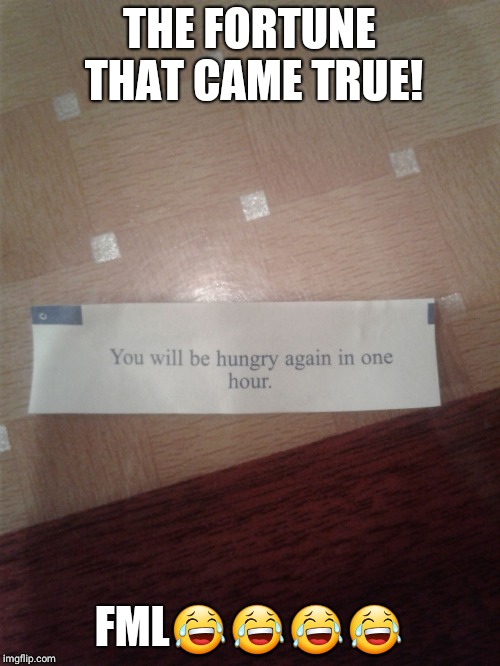 THE FORTUNE THAT CAME TRUE! FML😂😂😂😂 | image tagged in real talk | made w/ Imgflip meme maker