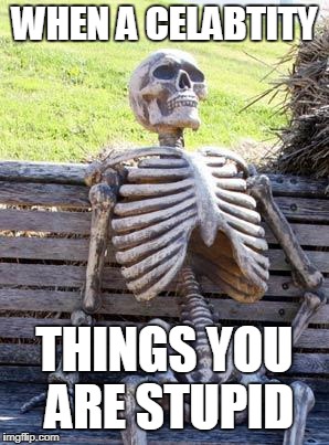Waiting Skeleton Meme | WHEN A CELABTITY; THINGS YOU ARE STUPID | image tagged in memes,waiting skeleton | made w/ Imgflip meme maker