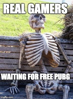 Waiting Skeleton Meme | REAL GAMERS; WAITING FOR FREE PUBG | image tagged in memes,waiting skeleton | made w/ Imgflip meme maker