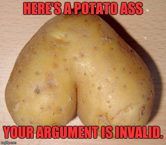 HERE'S A POTATO ASS; YOUR ARGUMENT IS INVALID. | image tagged in heart | made w/ Imgflip meme maker