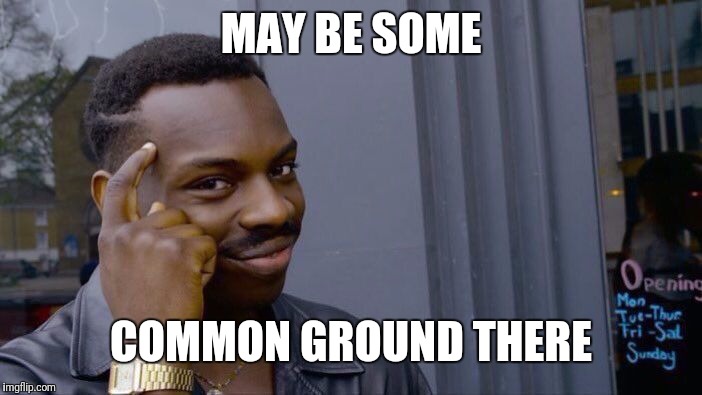 Roll Safe Think About It Meme | MAY BE SOME COMMON GROUND THERE | image tagged in memes,roll safe think about it | made w/ Imgflip meme maker