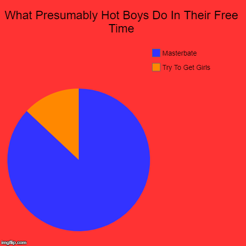 What Presumably Hot Boys Do In Their Free Time | Try To Get Girls, Masterbate | image tagged in funny,pie charts | made w/ Imgflip chart maker