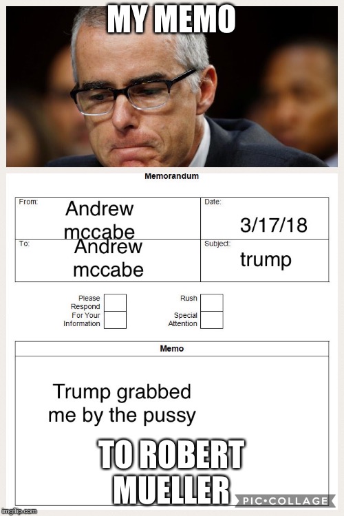MY MEMO; TO ROBERT MUELLER | image tagged in politics,trump | made w/ Imgflip meme maker