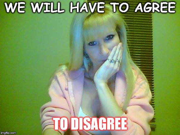 Agree to disagree | WE WILL HAVE TO AGREE; TO DISAGREE | image tagged in yup,agreed | made w/ Imgflip meme maker