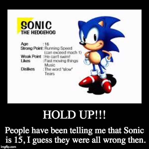 For people who say Sonic is 15 | image tagged in funny,demotivationals,for people who get say sonic is 15,facts,age | made w/ Imgflip demotivational maker