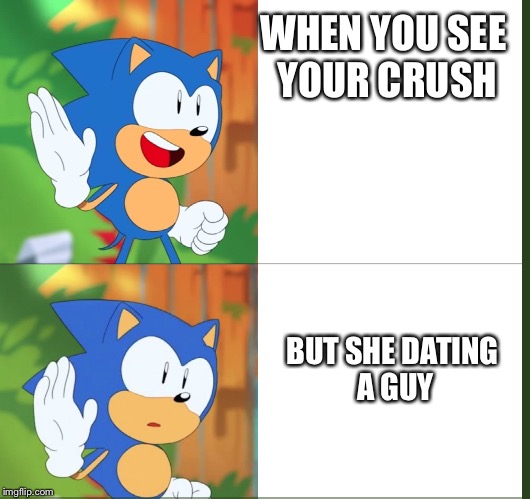Hey- oh | WHEN YOU SEE YOUR CRUSH; BUT SHE DATING A GUY | image tagged in sonic the hedgehog | made w/ Imgflip meme maker