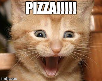 Excited Cat Meme | PIZZA!!!!! | image tagged in memes,excited cat,pizza cat,cat,kitten,cute cat | made w/ Imgflip meme maker