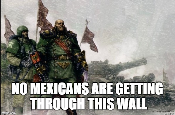 NO MEXICANS ARE GETTING THROUGH THIS WALL | image tagged in warhammer soldiers | made w/ Imgflip meme maker
