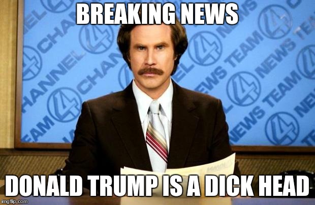 BREAKING NEWS | BREAKING NEWS; DONALD TRUMP IS A DICK HEAD | image tagged in breaking news | made w/ Imgflip meme maker