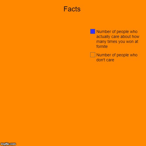 Facts | Number of people who don't care, Number of people who actually care about how many times you won at fornite | image tagged in funny,pie charts | made w/ Imgflip chart maker