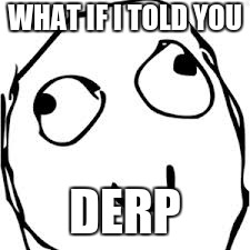 Derp | WHAT IF I TOLD YOU; DERP | image tagged in memes,derp | made w/ Imgflip meme maker