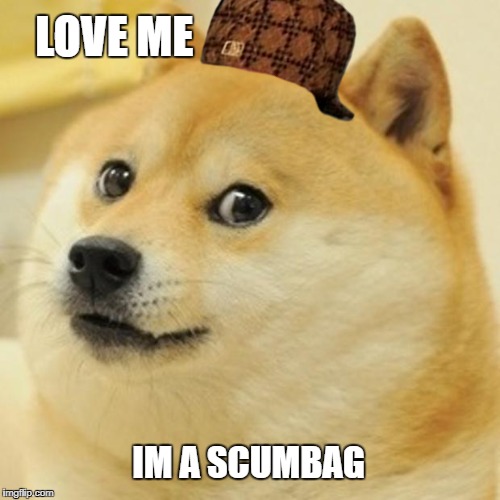Doge | LOVE ME; IM A SCUMBAG | image tagged in memes,doge,scumbag | made w/ Imgflip meme maker