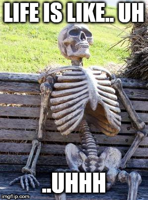 Waiting Skeleton | LIFE IS LIKE.. UH; ..UHHH | image tagged in memes,waiting skeleton | made w/ Imgflip meme maker