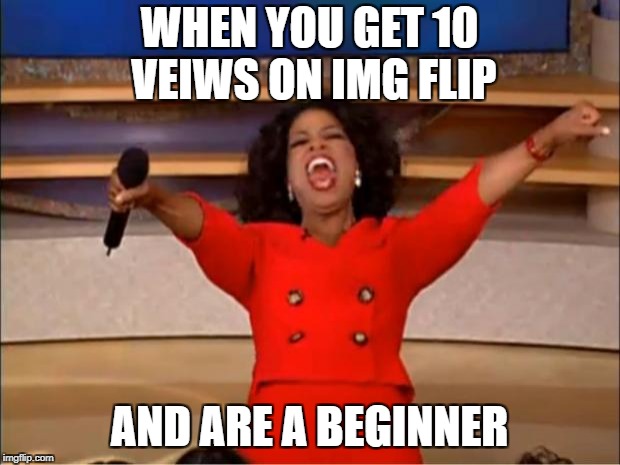 Oprah You Get A Meme | WHEN YOU GET 10 VEIWS ON IMG FLIP; AND ARE A BEGINNER | image tagged in memes,oprah you get a | made w/ Imgflip meme maker